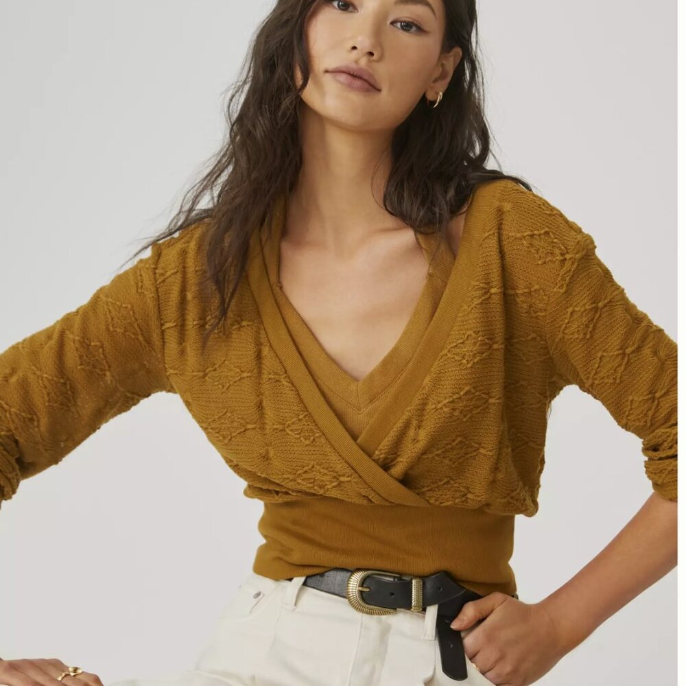 NWT Gemini said By Anthropologie Pointelle Wrap Sweater Set